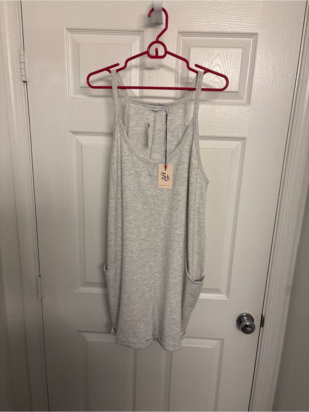 Sincerely Jules Light Gray Pocket Tank Top